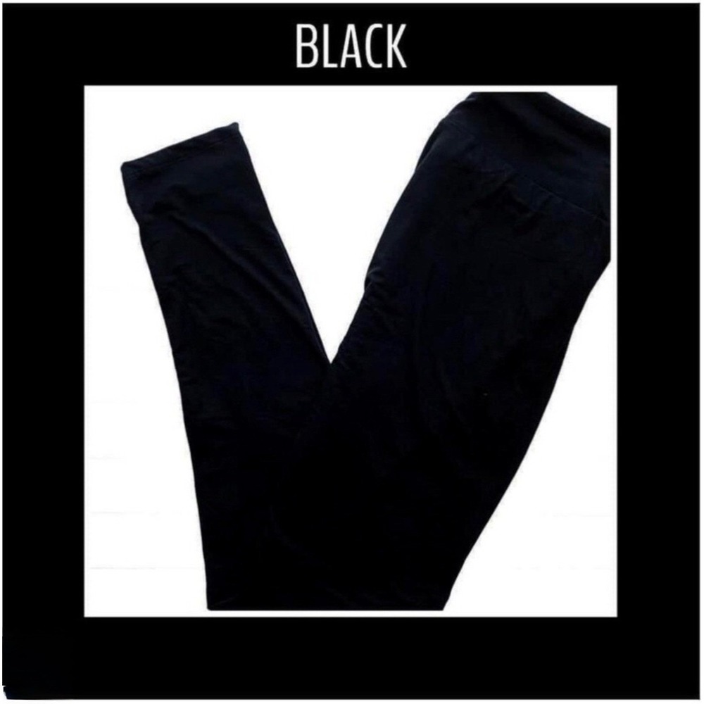 LuLaRoe Womens Leggings Size TC2 Solid Black Noir Plus 18+ NWT